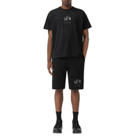 Short à cordon de serrage et motif cerf brodé - Black