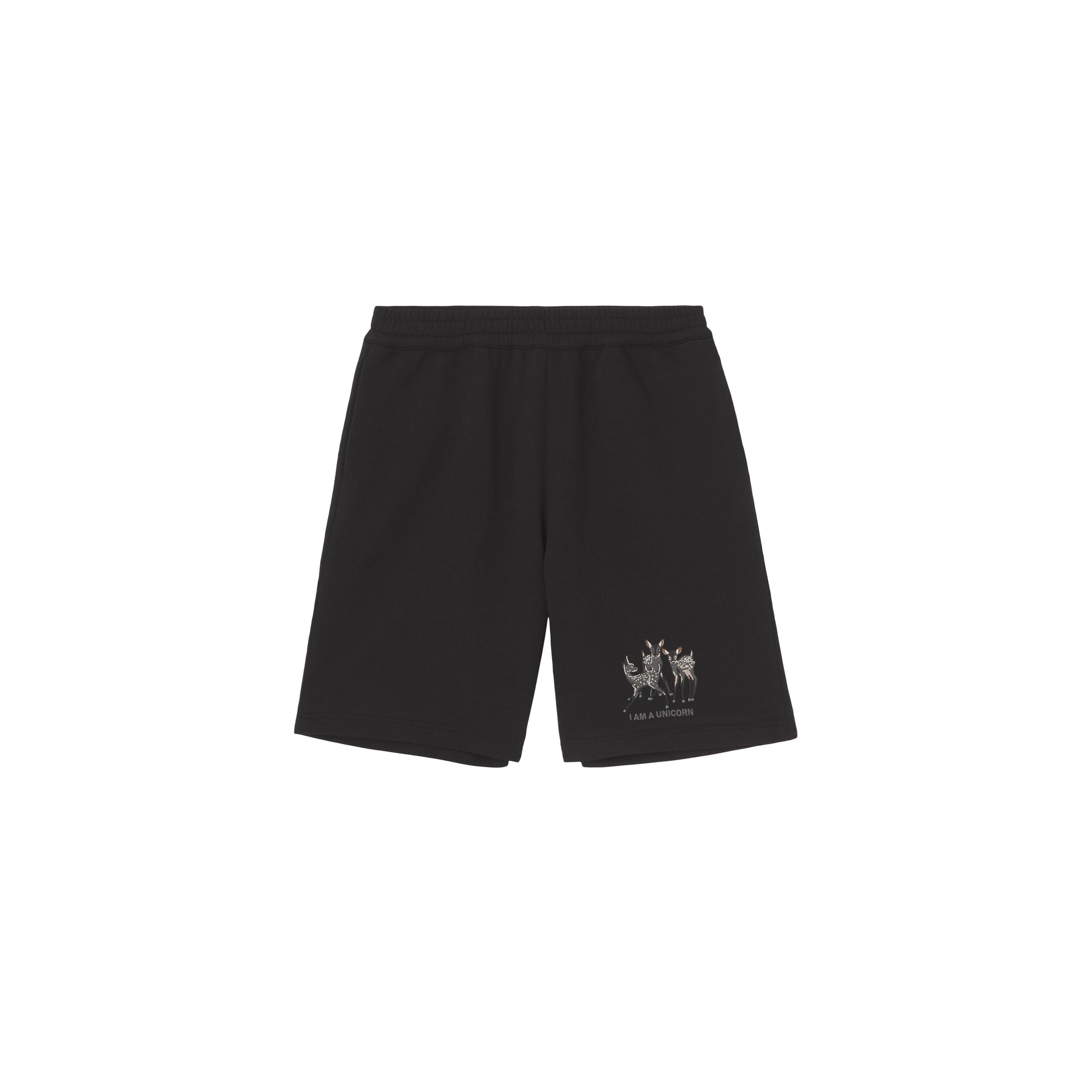 Short à cordon de serrage et motif cerf brodé - Black