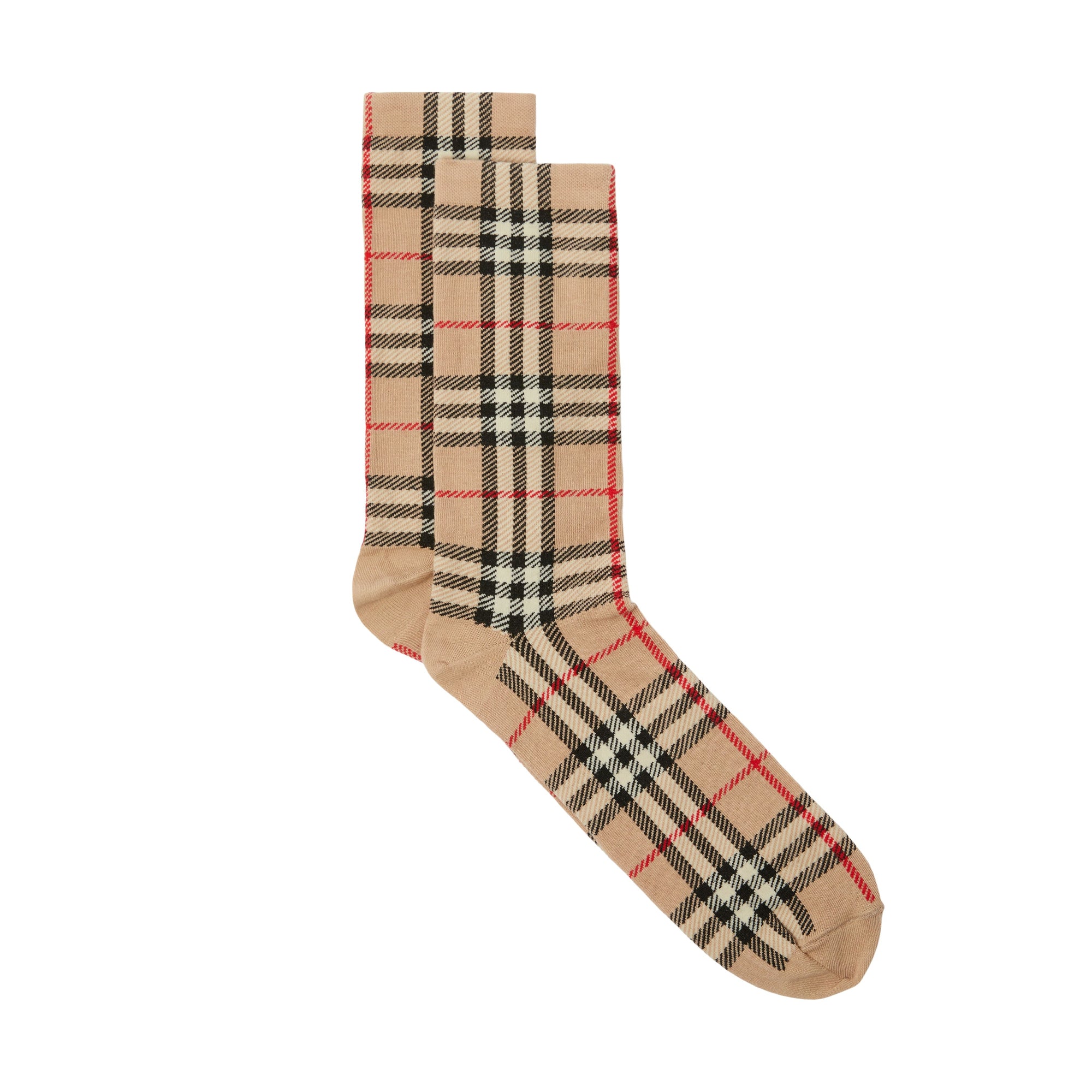 Chaussettes en coton et cachemire mélangés Vintage - Check Beige