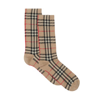 Chaussettes en coton et cachemire mélangés Vintage - Check Beige