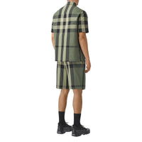 Short ajusté en coton à motif check - Military Green
