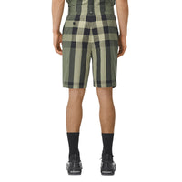 Short ajusté en coton à motif check - Military Green