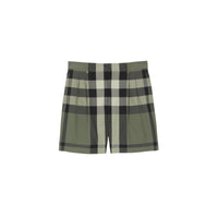 Short ajusté en coton à motif check - Military Green