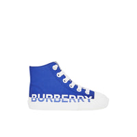 Sneakers montantes en gabardine de coton avec logo - Cobalt Blue