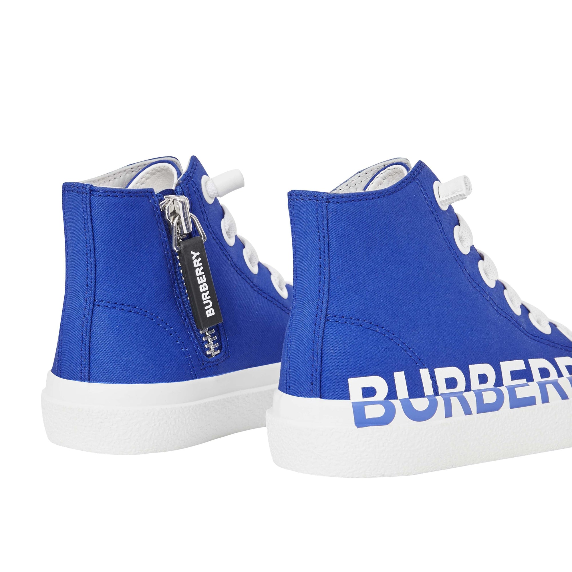 Sneakers montantes en gabardine de coton avec logo - Cobalt Blue