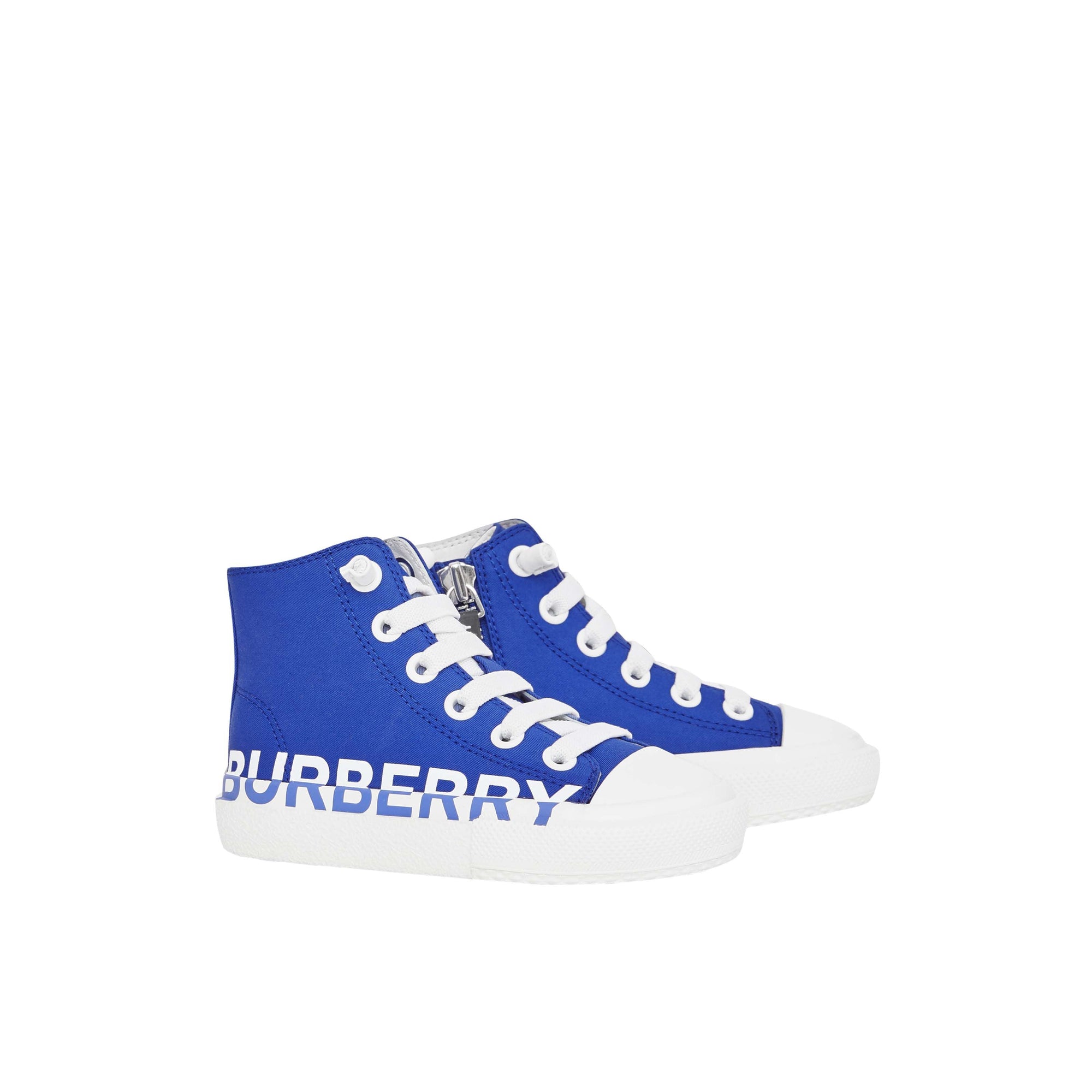 Sneakers montantes en gabardine de coton avec logo - Cobalt Blue