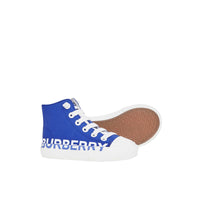 Sneakers montantes en gabardine de coton avec logo - Cobalt Blue