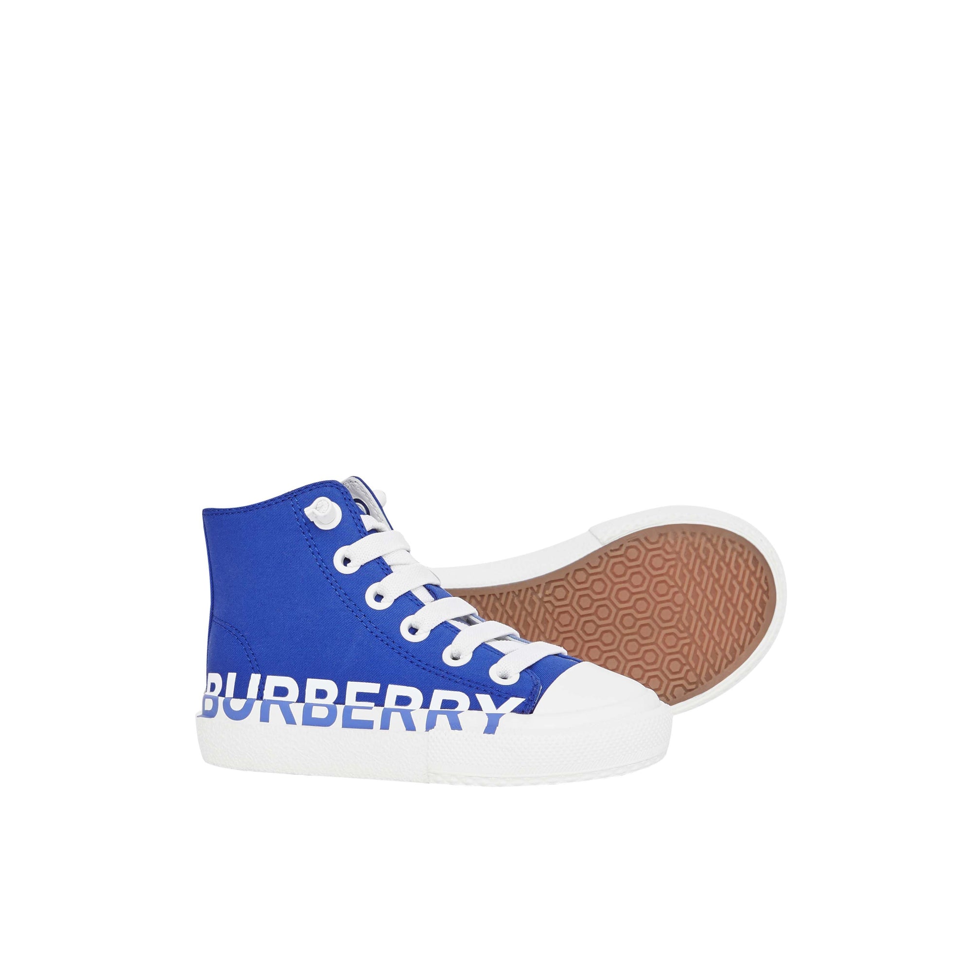 Sneakers montantes en gabardine de coton avec logo - Cobalt Blue