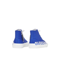 Sneakers montantes en gabardine de coton avec logo - Cobalt Blue