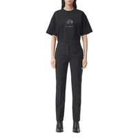 T-shirt oversize en coton à motif daim brodé - Black