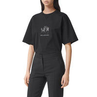 T-shirt oversize en coton à motif daim brodé - Black
