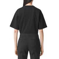 T-shirt oversize en coton à motif daim brodé - Black