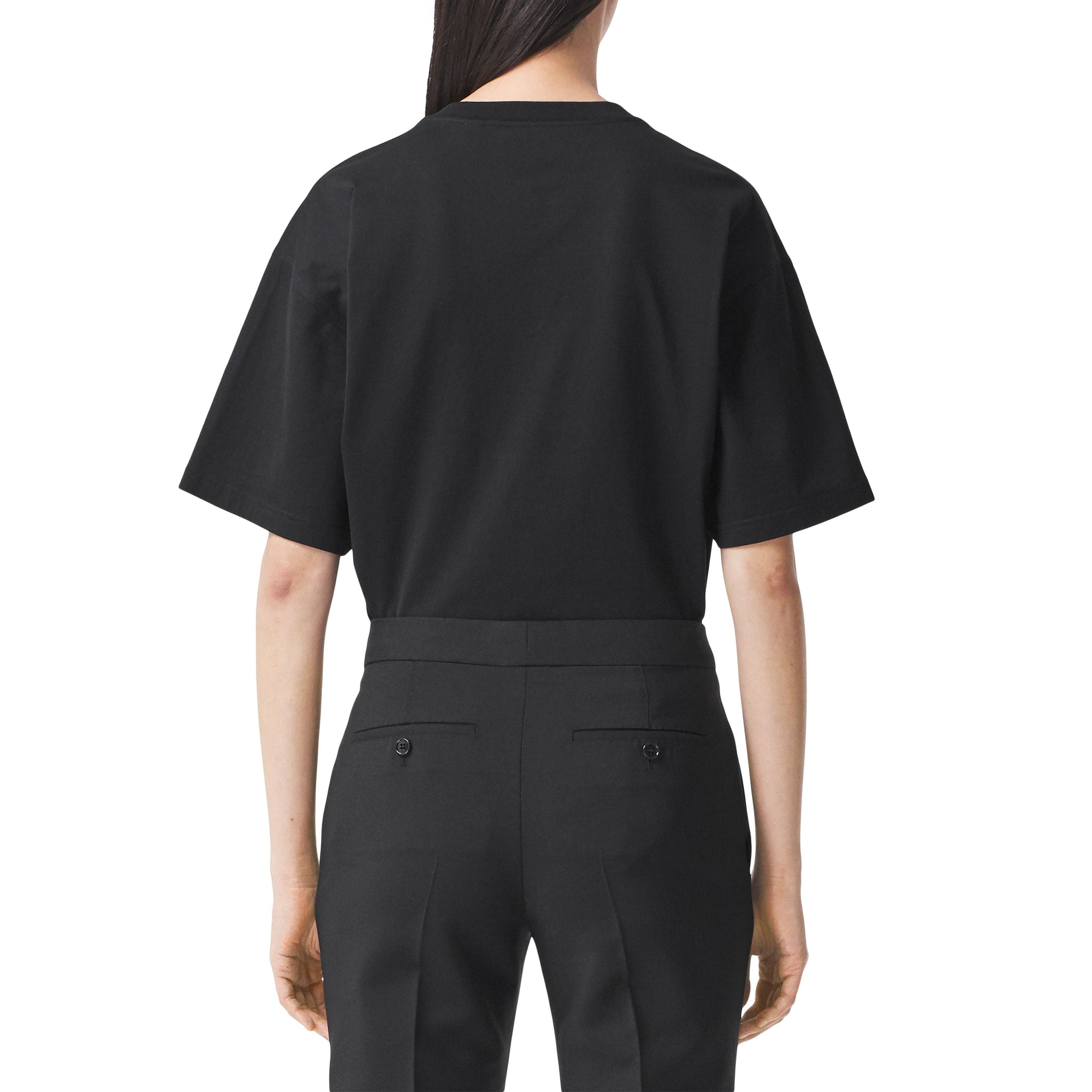 T-shirt oversize en coton à motif daim brodé - Black