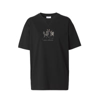 T-shirt oversize en coton à motif daim brodé - Black