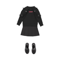 Jupe plissée à motif monogramme - Black