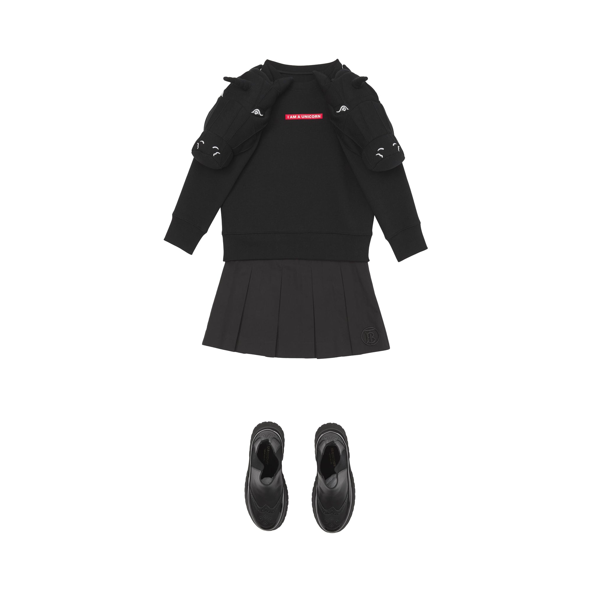Jupe plissée à motif monogramme - Black