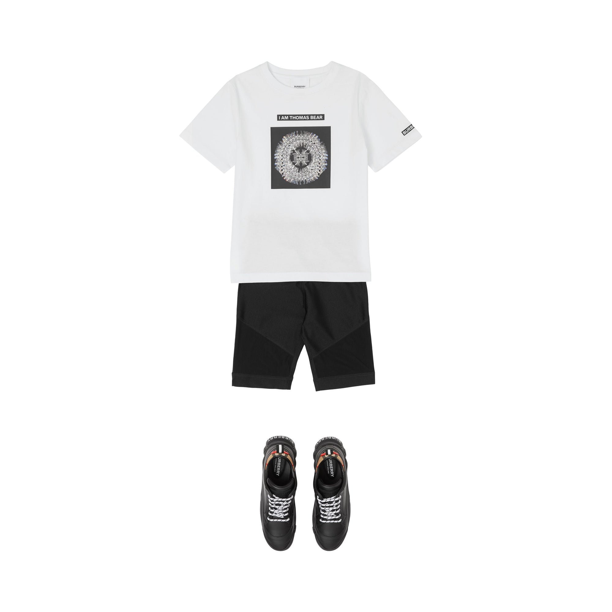 T-shirt en coton à imprimé montage - White