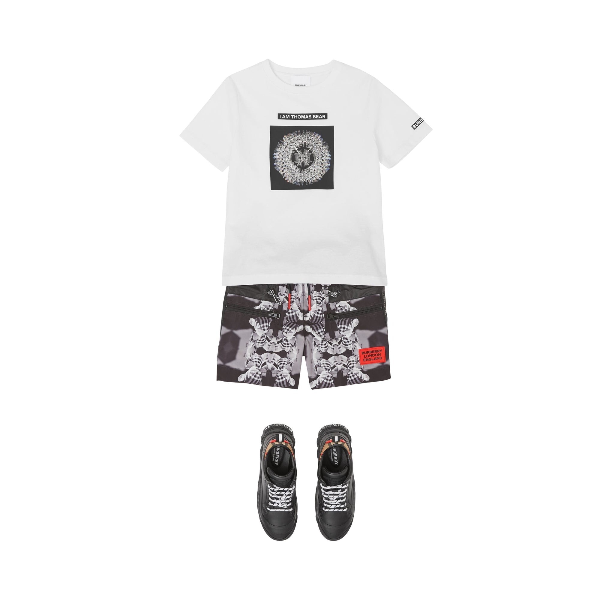 T-shirt en coton à imprimé montage - White
