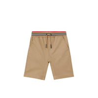 Short en sergé de coton avec rayures iconiques - Archive Beige