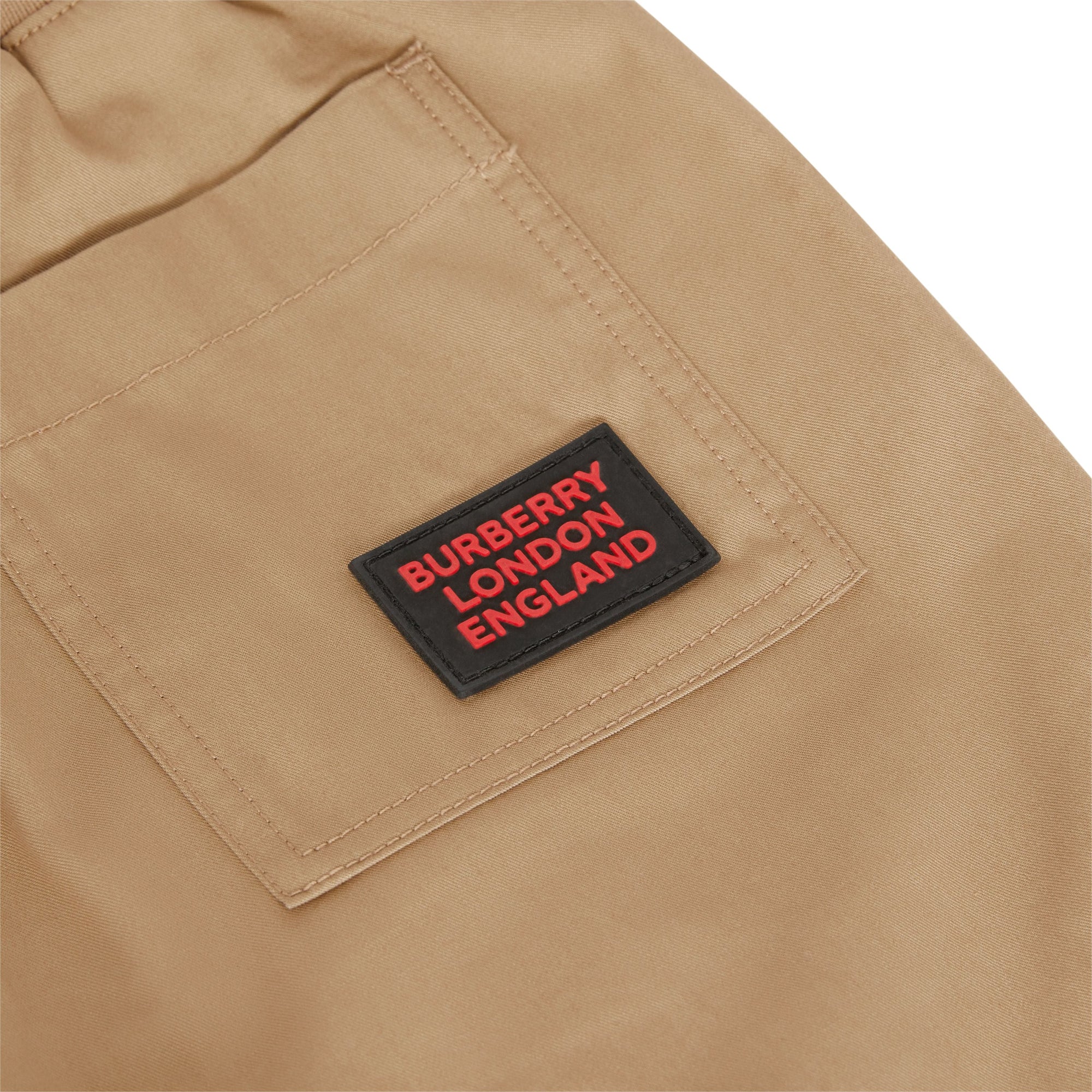 Short en sergé de coton avec rayures iconiques - Archive Beige