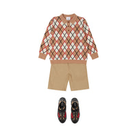 Short en sergé de coton avec rayures iconiques - Archive Beige