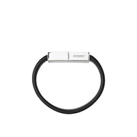 Bracelet en cuir et plaqué palladium - Black & Palladiom