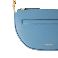 Mini sac Olympia zippé en cuir - Blue Topaz