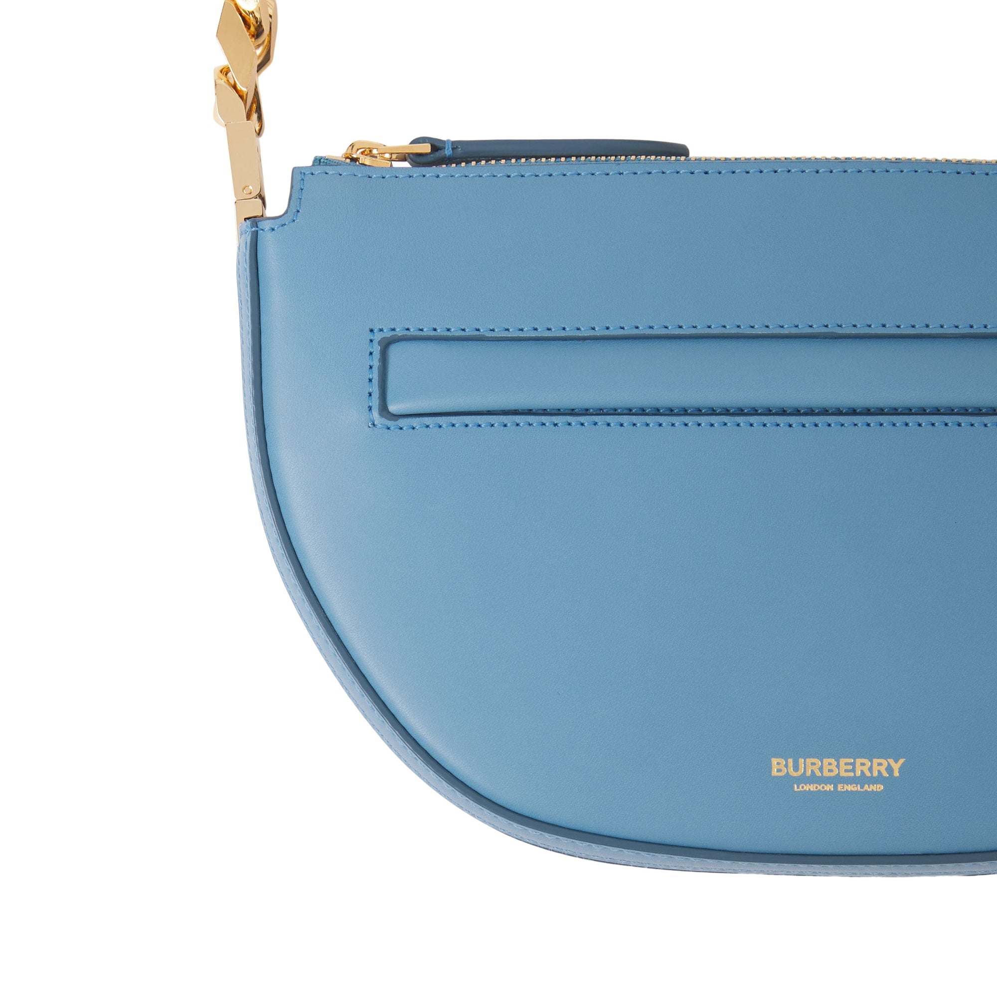 Mini sac Olympia zippé en cuir - Blue Topaz