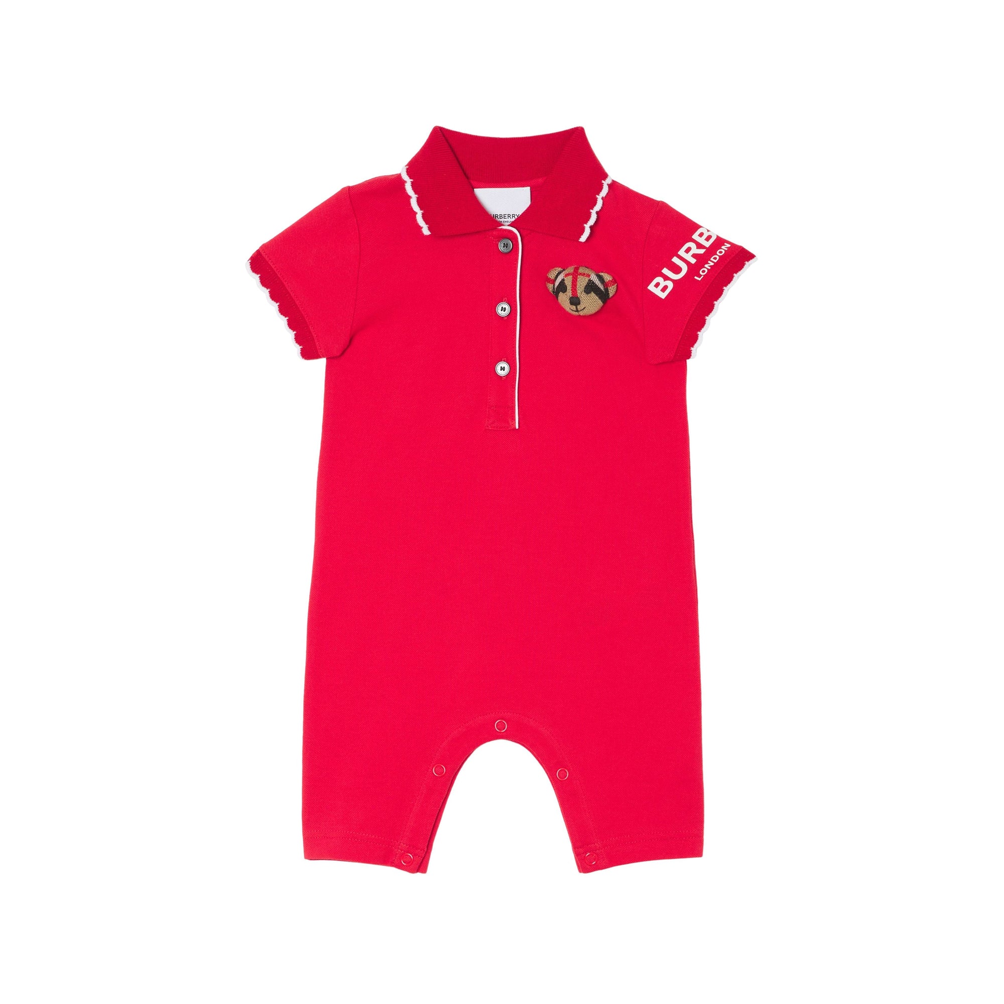 Combinaison en piqué de coton à motif Thomas Bear - Bright Red