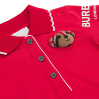 Combinaison en piqué de coton à motif Thomas Bear - Bright Red