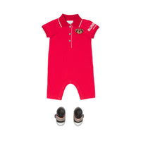 Combinaison en piqué de coton à motif Thomas Bear - Bright Red