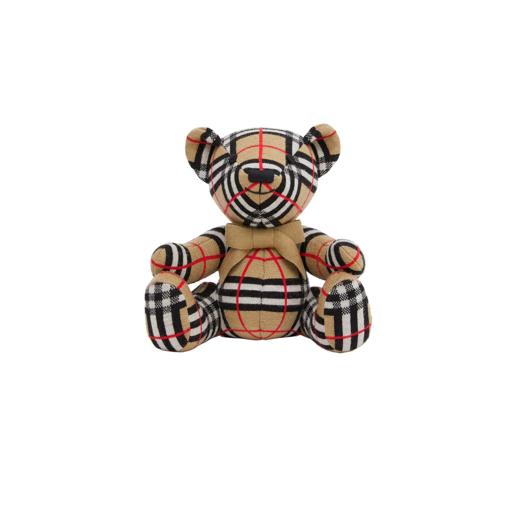 Peluche ours en laine à carreaux - Archive Beige