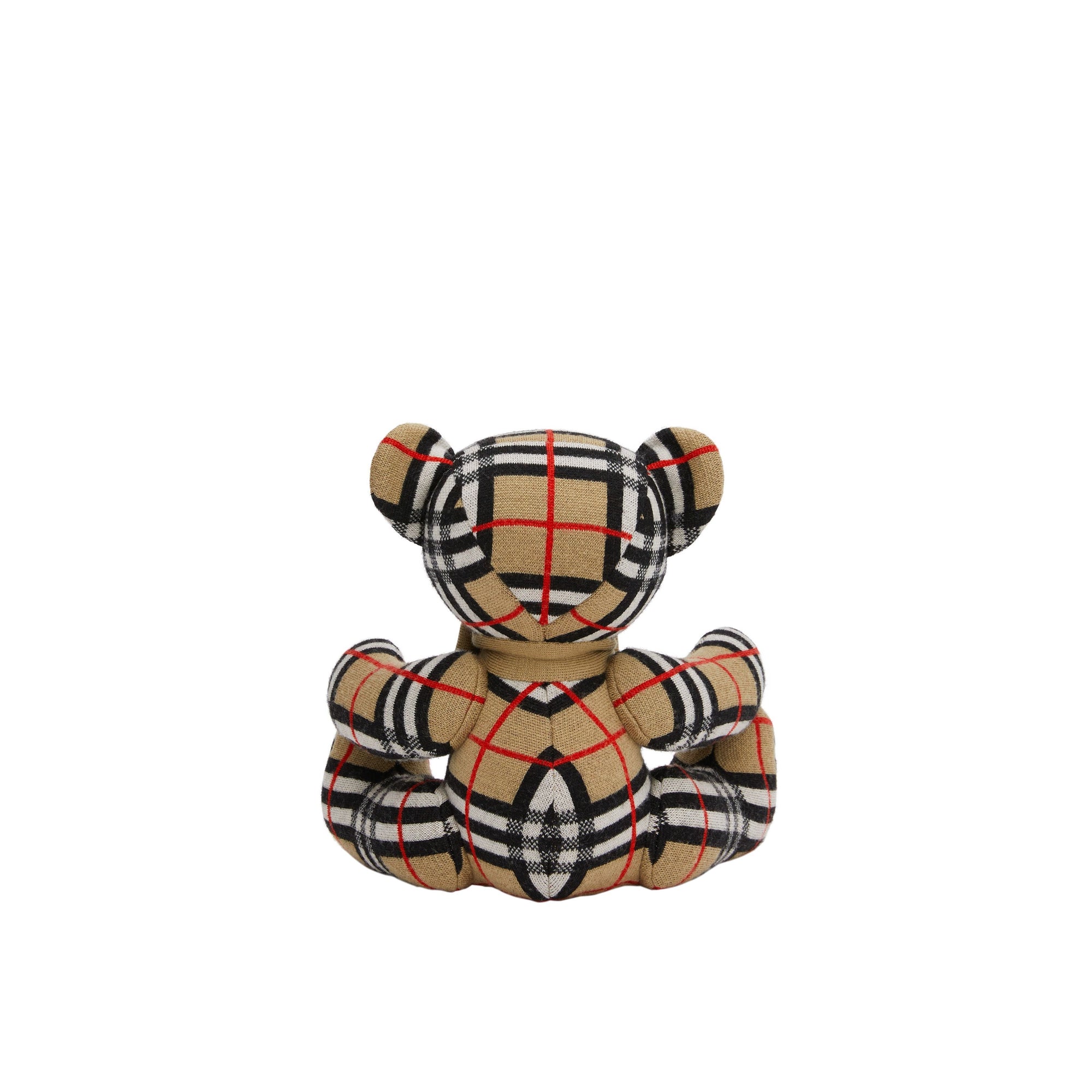 Peluche ours en laine à carreaux - Archive Beige