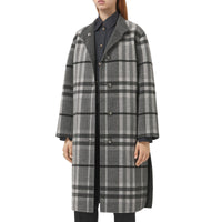 Manteau réversible en laine à motif check - Shale Grey Check