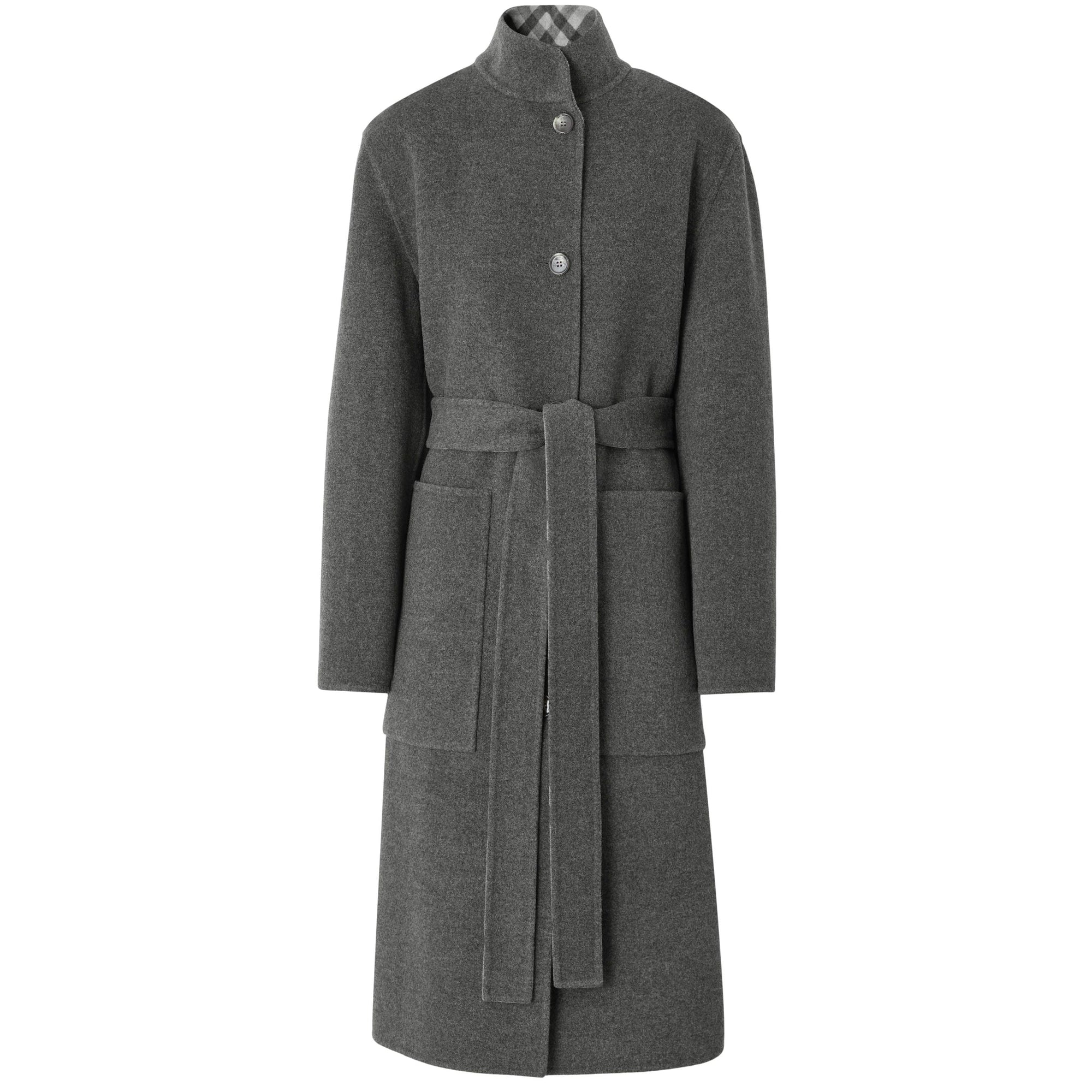 Manteau réversible en laine à motif check - Shale Grey Check