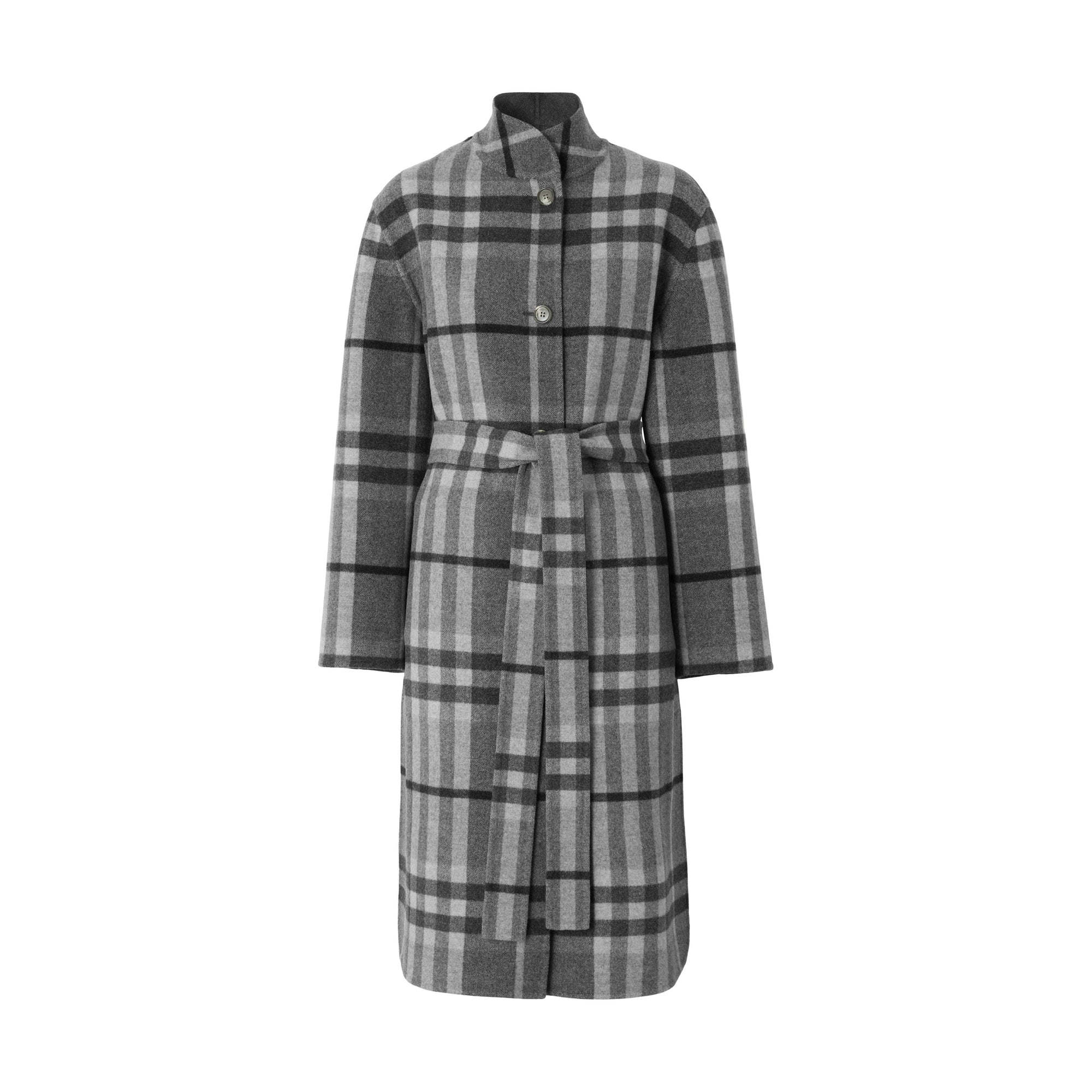 Manteau réversible en laine à motif check - Shale Grey Check