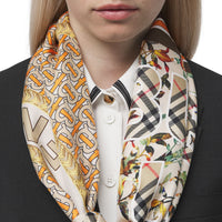 Foulard en soie à imprimé montage - Beige