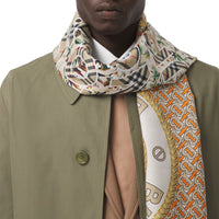 Foulard en soie à imprimé montage - Beige