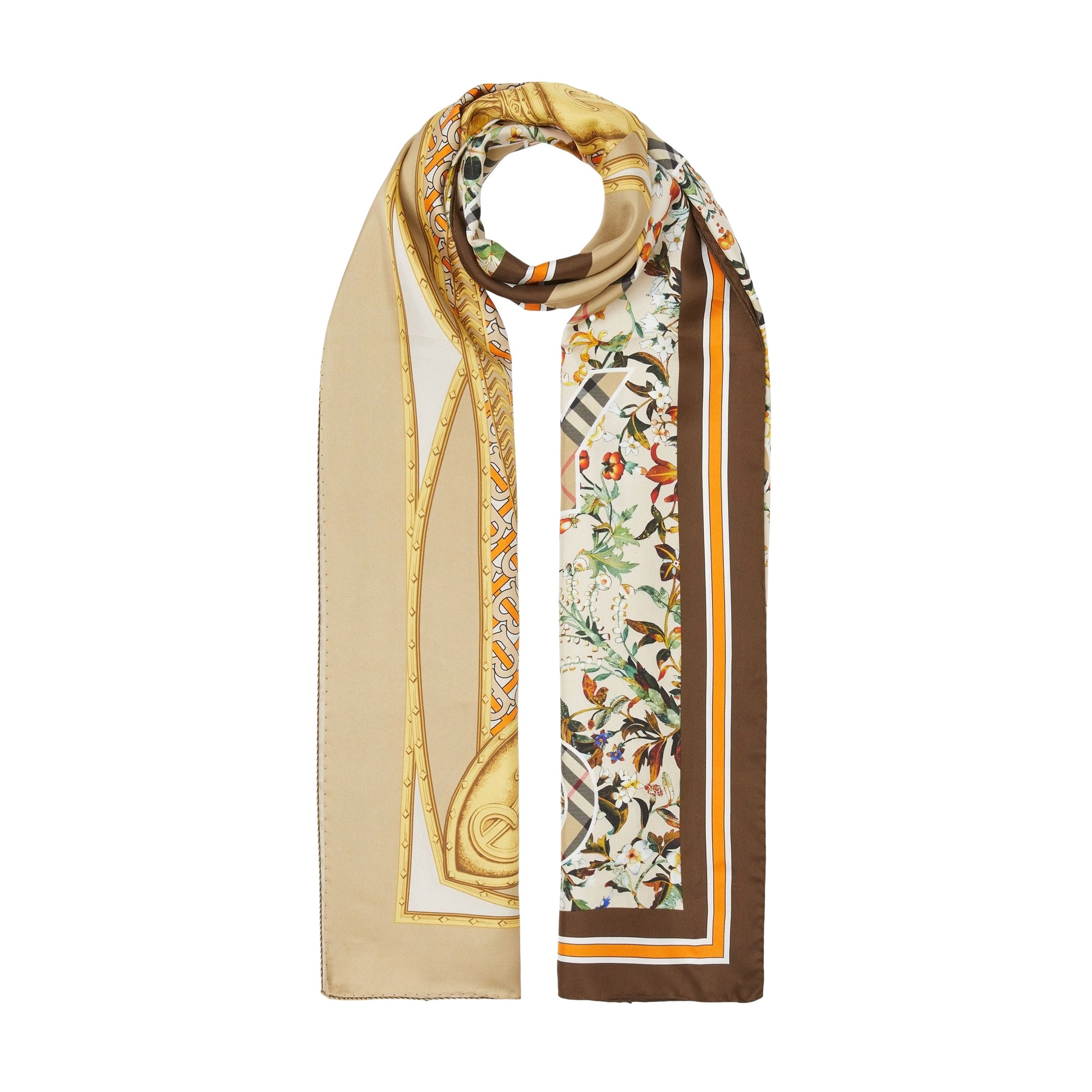 Foulard en soie à imprimé montage - Beige