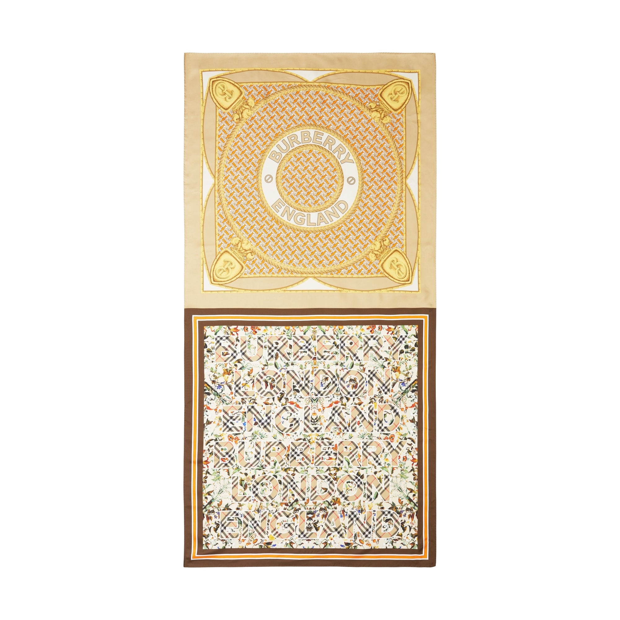 Foulard en soie à imprimé montage - Beige