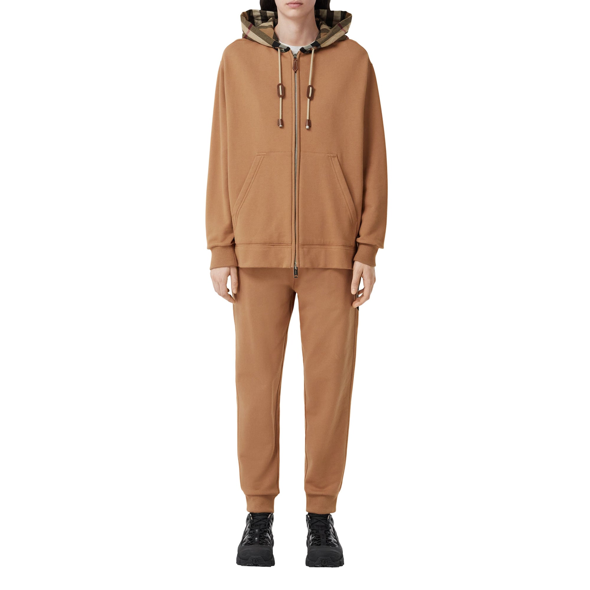 Sweat à capuche zippé surdimensionné - Camel