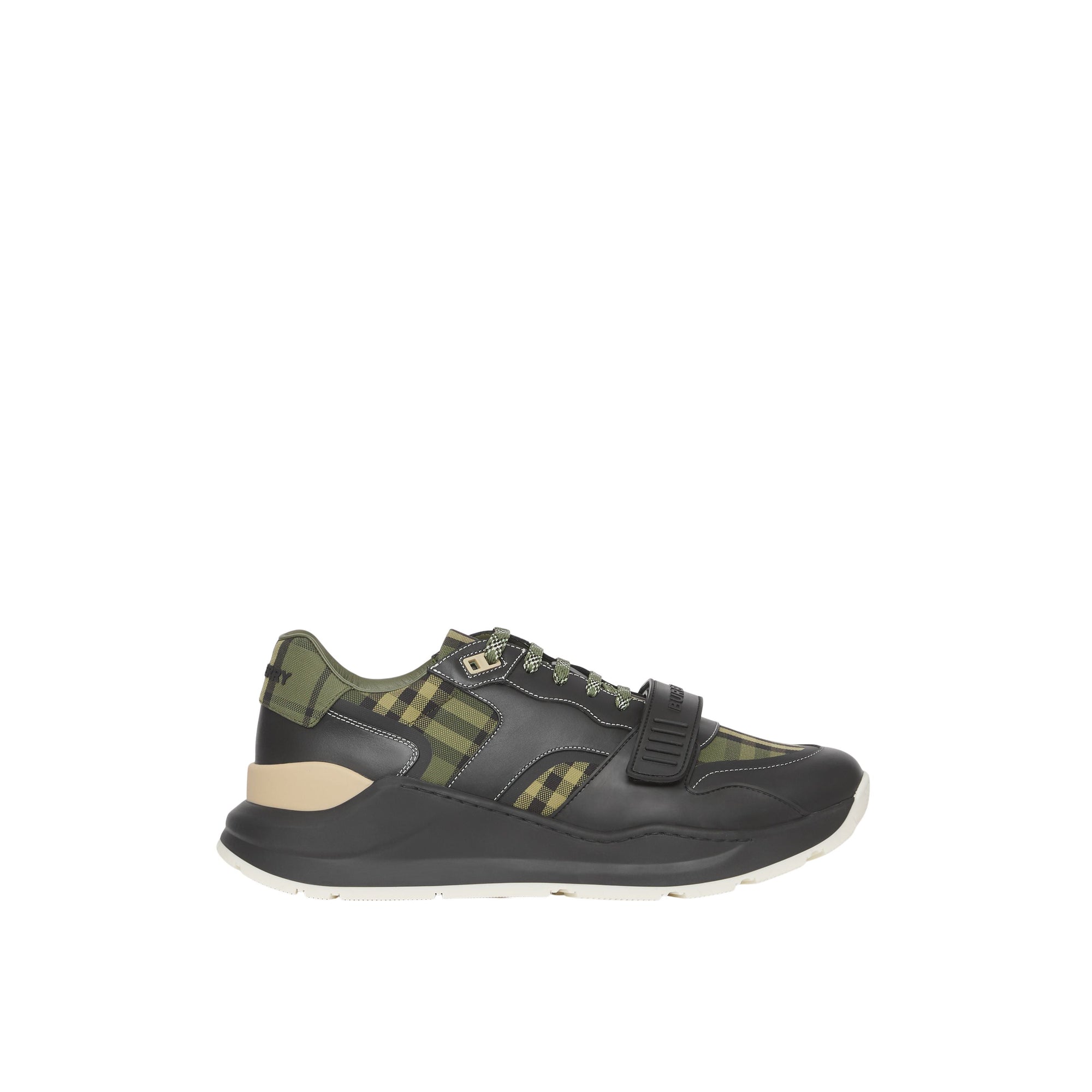 Sneakers en toile de coton et cuir Check - Military Green
