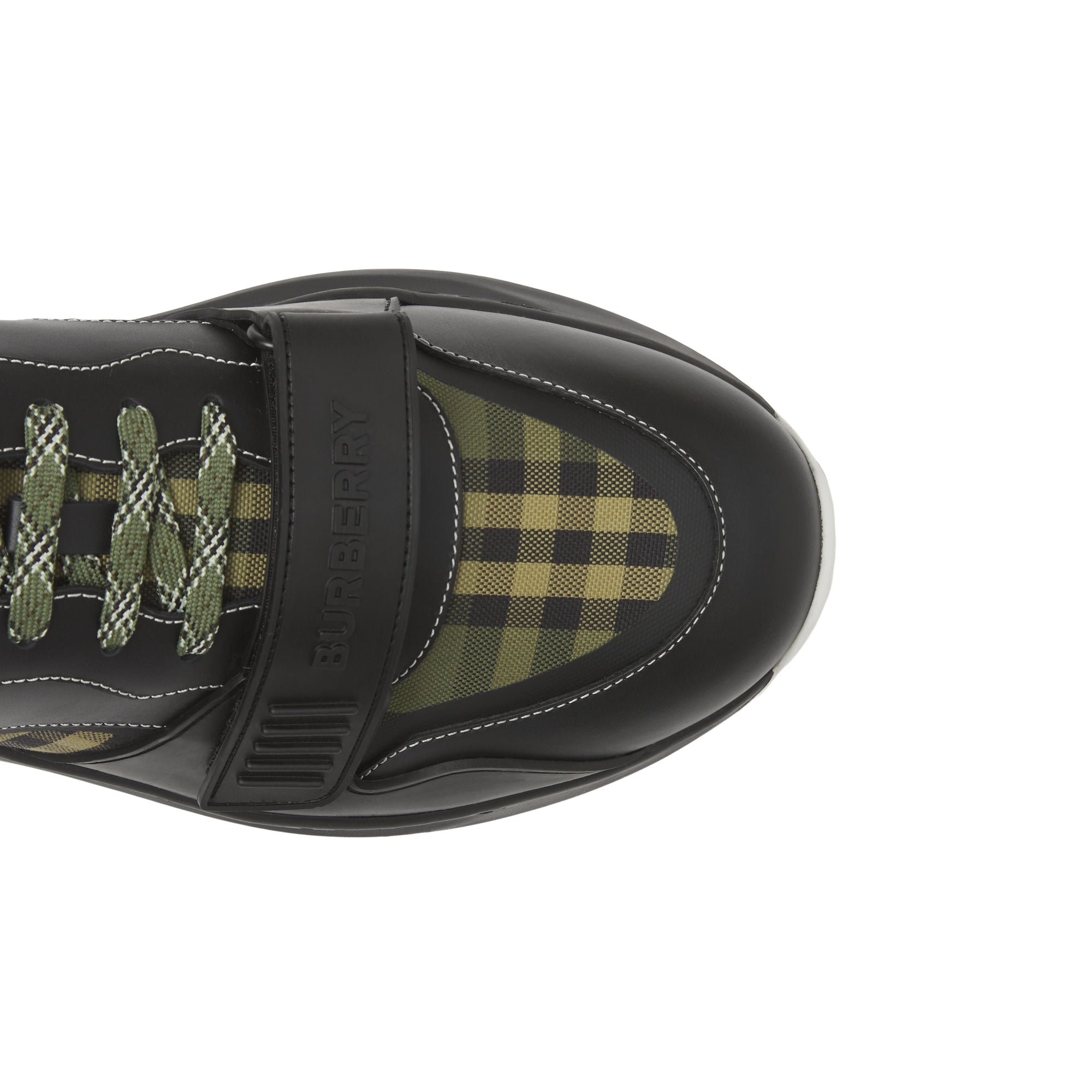 Sneakers en toile de coton et cuir Check - Military Green