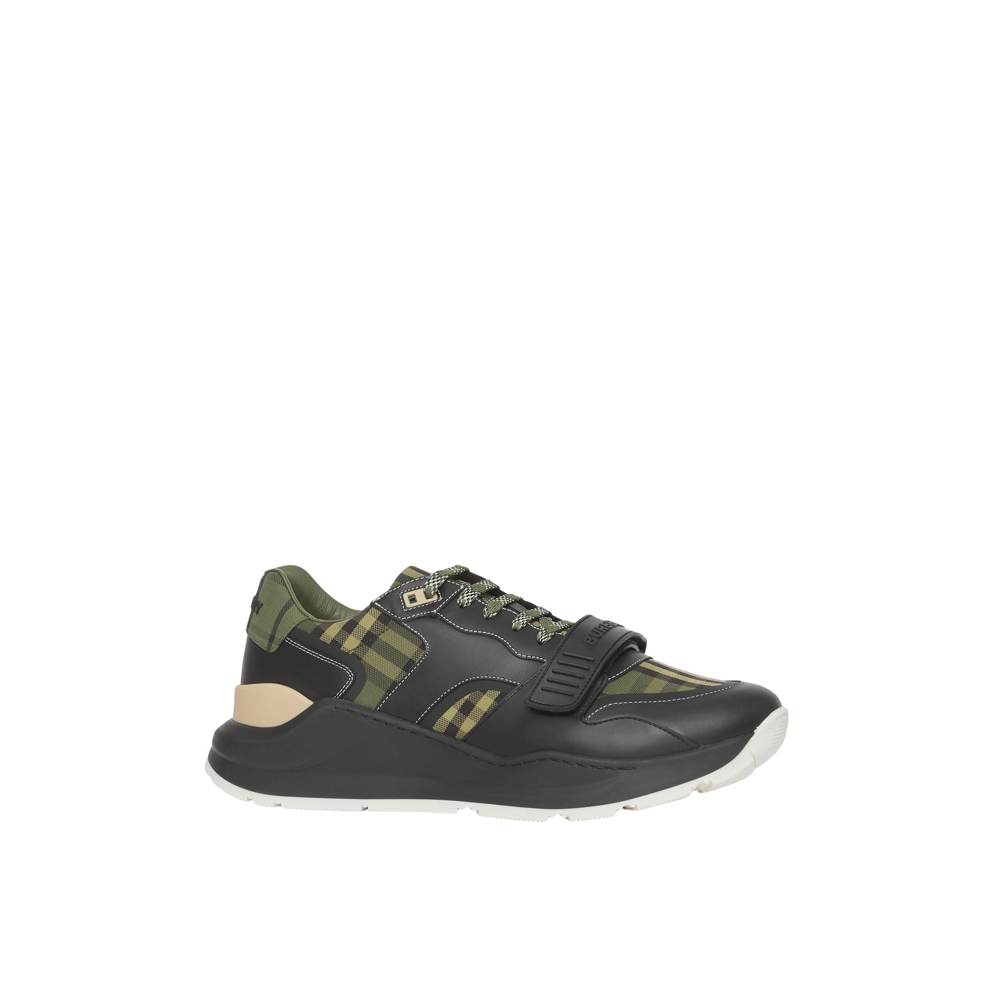 Sneakers en toile de coton et cuir Check - Military Green