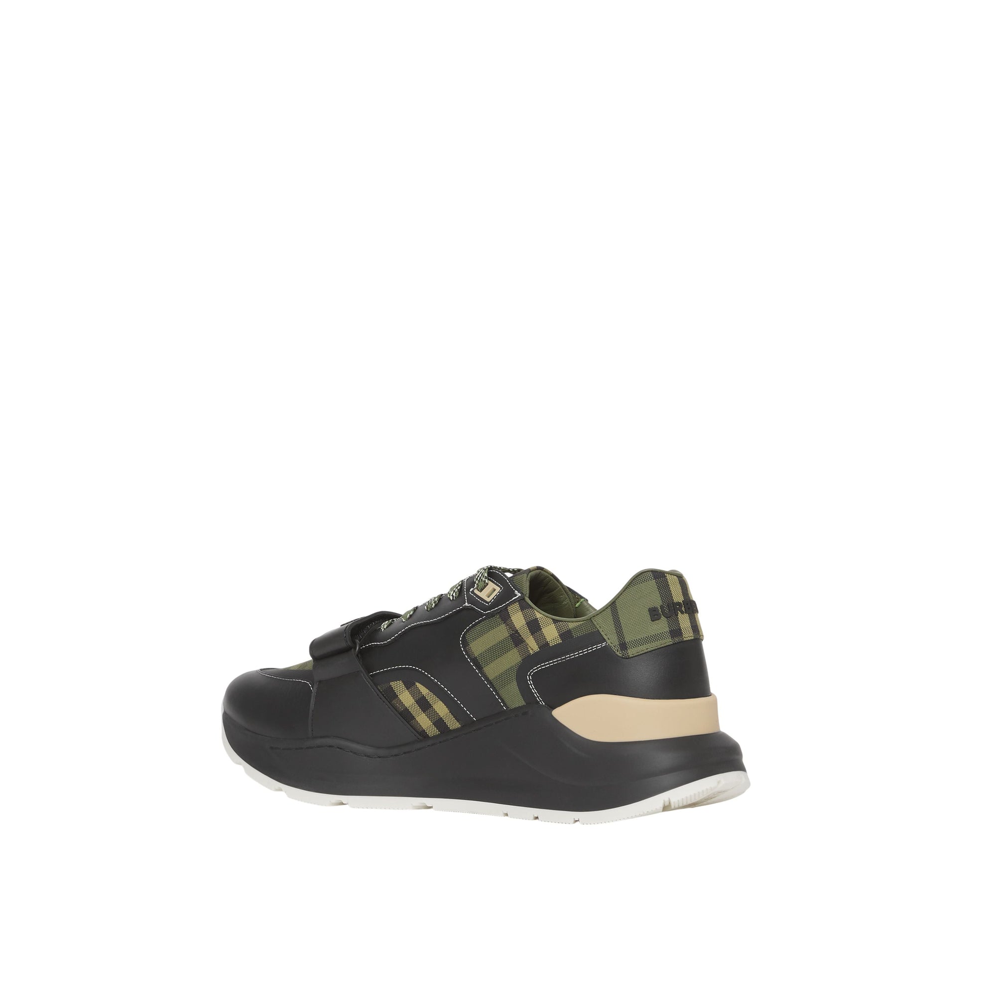 Sneakers en toile de coton et cuir Check - Military Green