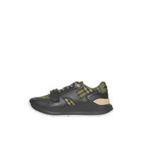 Sneakers en toile de coton et cuir Check - Military Green