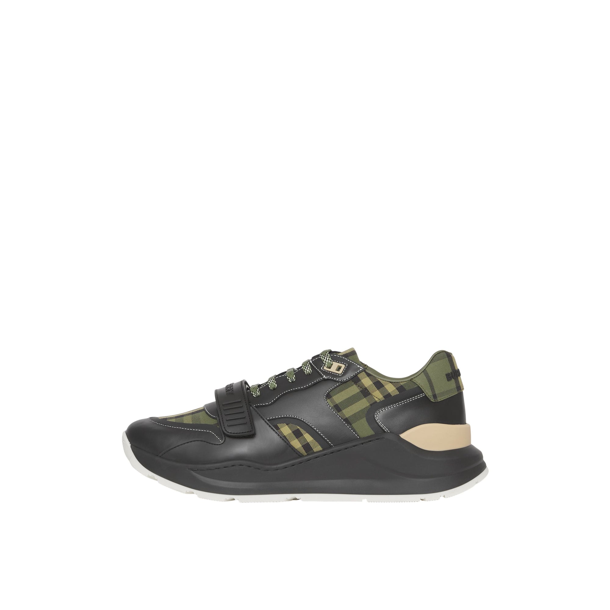Sneakers en toile de coton et cuir Check - Military Green