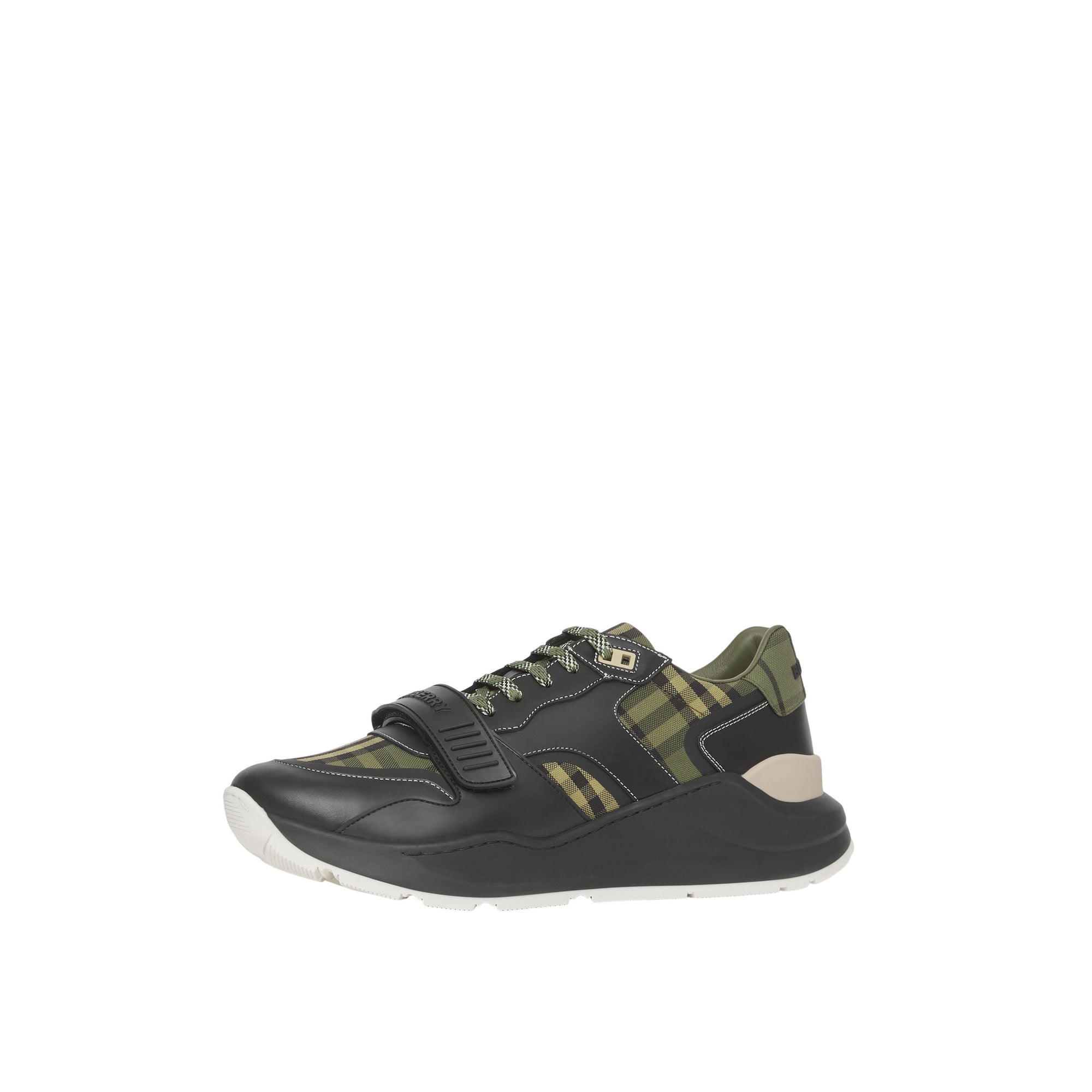 Sneakers en toile de coton et cuir Check - Military Green