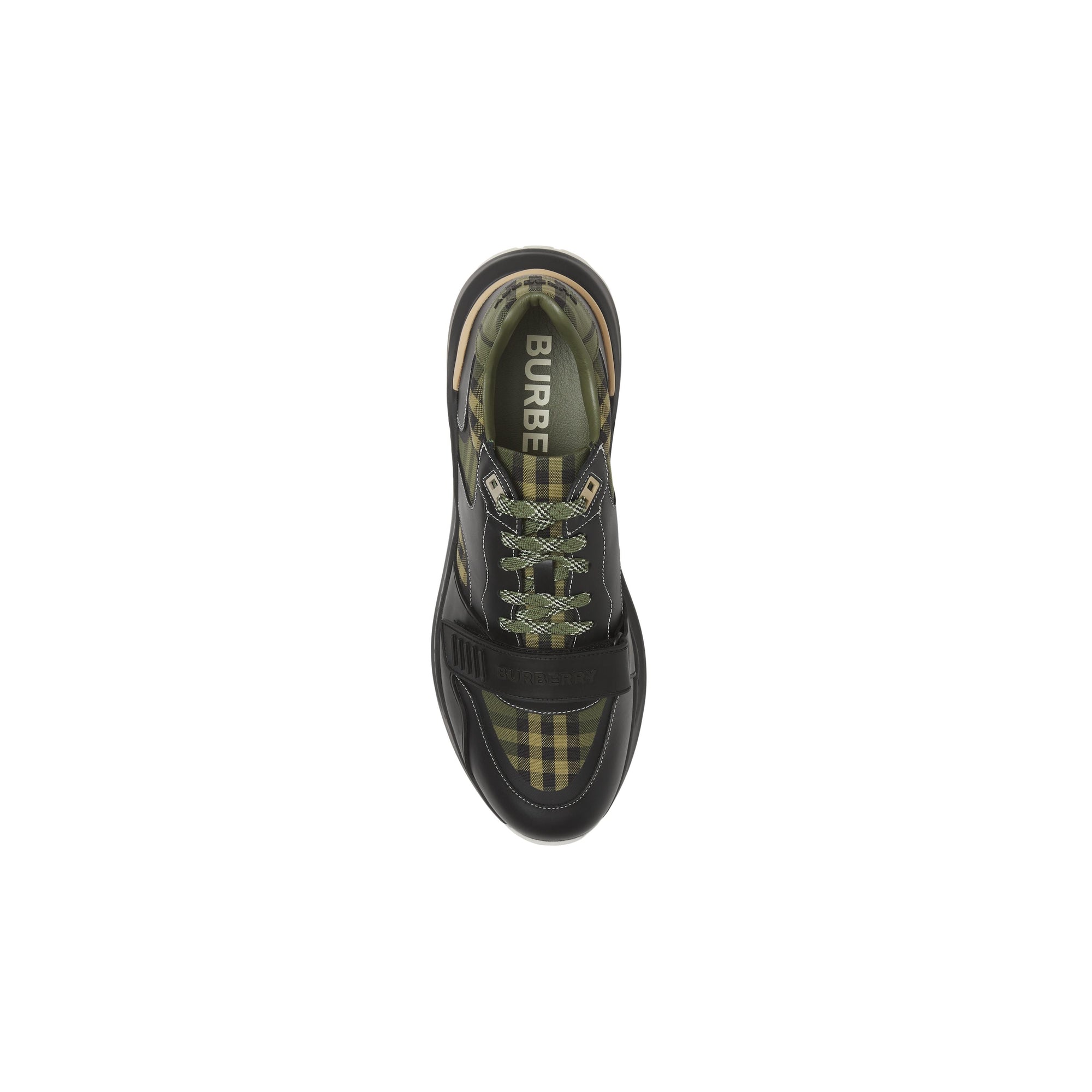 Sneakers en toile de coton et cuir Check - Military Green