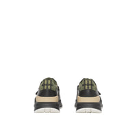 Sneakers en toile de coton et cuir Check - Military Green